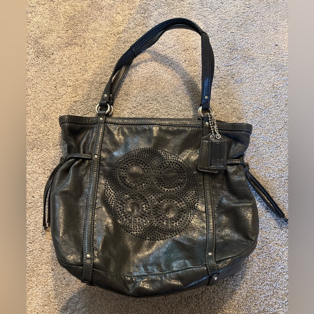 Coach Black Leather Tote Bag